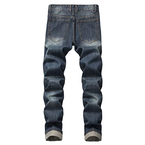 Jeans rectos vintage desgastados para hombre miniatura 2