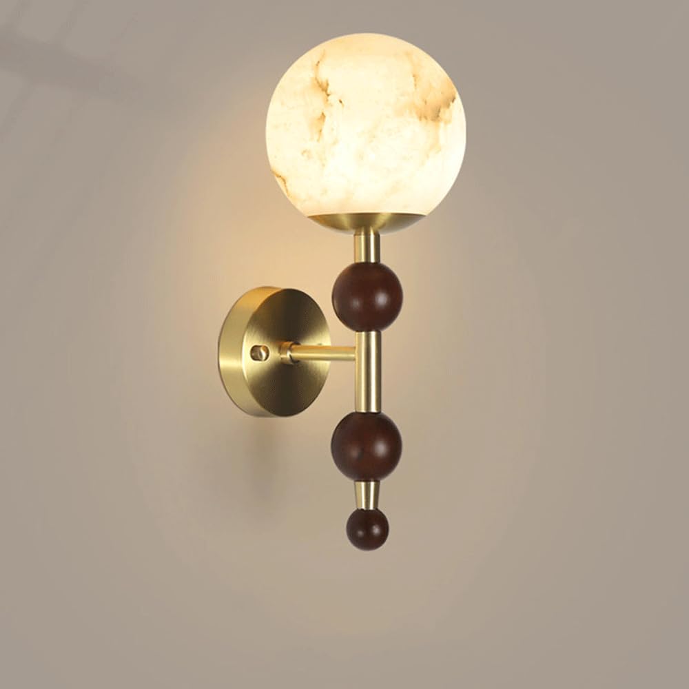 Yvamnad Multicolor Alabaster Wall Sconce-Gold Sconces Lighting With Spanish Marble Wall Lights Modern Brass Wall Mounted Lamp Hardwired Led Marble Stone Vanity Mirror Lights For Bathroom Bedroom Living Room Staircase