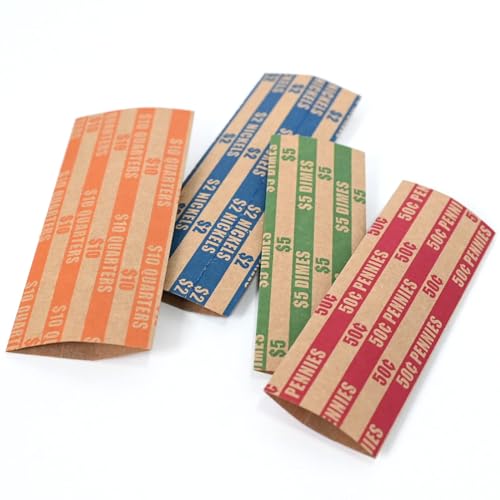 Image of DGBDPACK 125 Assorted Flat Coin Wrappers, 25 Dimes, 25 Nickels, 25 Pennies, 50 Quarters Convenient Pack