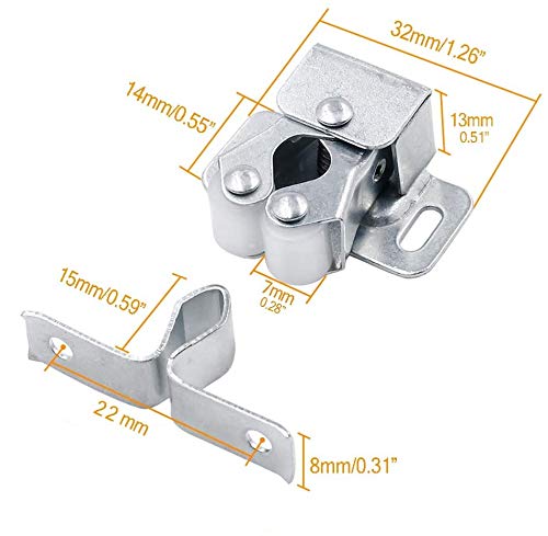 Chiusure A Doppio Rullo Per Armadietti - 15 Pezzi Con Viti Per Mobili E Credenze