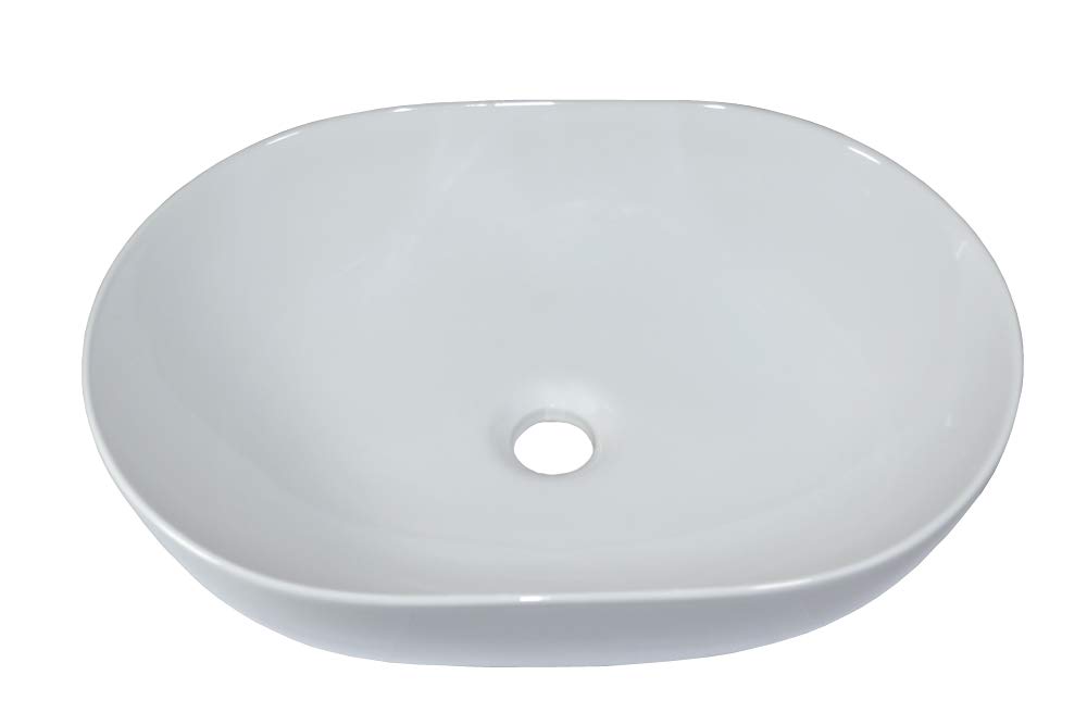 Lavabo da appoggio ovale, 49 x 35 x 13 cm, in ceramica, piccolo, colore bianco