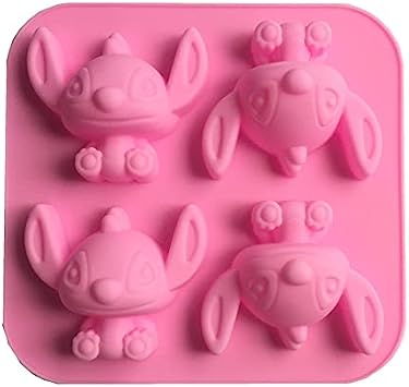 4 Cavity Star Baby Silicone Mold for DIY Fondant Making Chocolate Molds | Lollipop Desserts Candy Ice Cube Gum Clay Soap Biscuit Plaster Resin Cupcake Topper Birthday Party Cake Decor