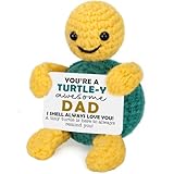 Funny Turtle Dad Gifts Fathers Day Birthday I Love You Gift for Father Daddy Stepdad Bonus New Dad Father in Law Present from Daughter Son Cute Small Handmade Emotional Positive Crochet Animals Turtle