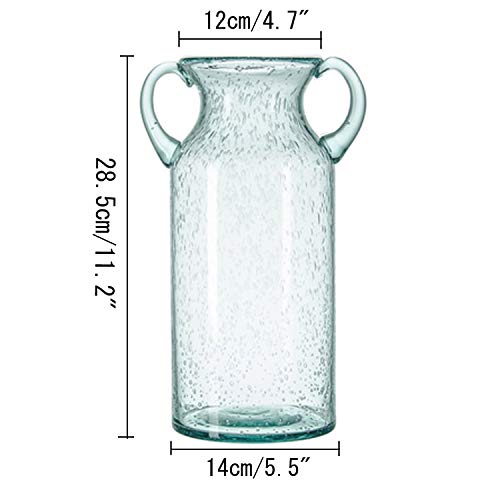 JSY-UP Clear Glass Vase with Double Ear and Decorative Handmade Filler Bubbles, (Blue, Purple, Grey, Green) Colorful Flower Vases for Decor - Image 4