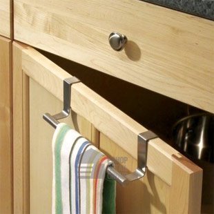 Great Ideas Pack of Over Door Kitchen Bathroom Tea Towel Rails  Holders Simply Slot On Any Cupboard Door Up To 2cm Thick Brushed