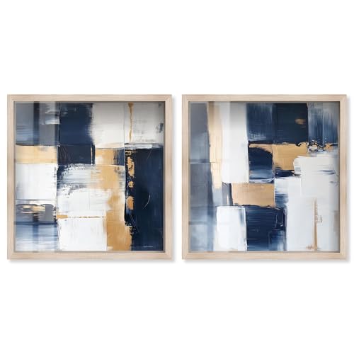 Ensemble d'art Shadowbox Art Remedy de salon avec cadre blond d'exception