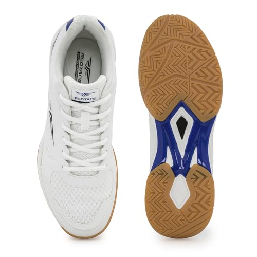 Image of Red Tape Men's Sneakers White Black Pu Mesh Round Toe Lace-Up