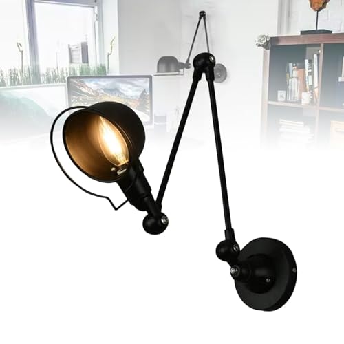 Lampe murale noire pliable style applique industrielle à brancher