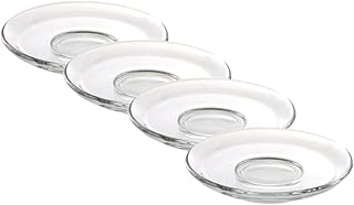 STOBOK 4pcs Clear Coffee Plates Round Cup Saucers Small Glass Plates Snack Plates Coffee Tea Saucer Drinkware Coffee Tea D...