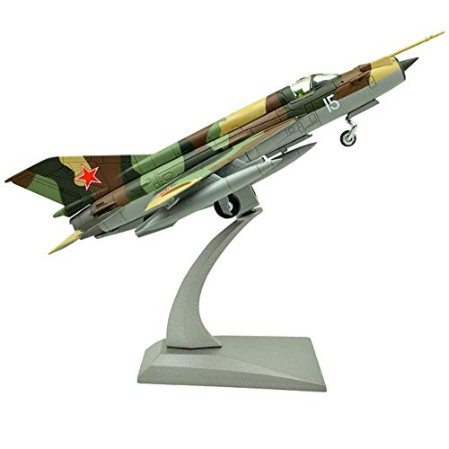 JHSHENGSHI 1/72 Diecast Model Plane Scale Model Soviet Air Force MIG-21 Fighter Model Alloy Airplane Model,with Landing Gear