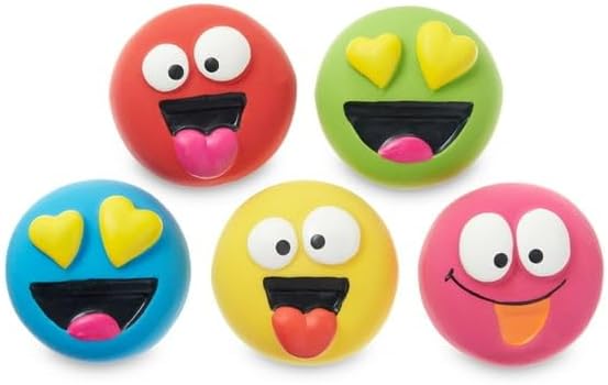 Pack de 5 Juguetes para Perros de Látex con Squeak, Emoticonos miniatura 4