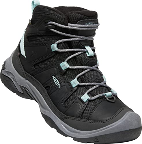 KEEN Women's Circadia Mid Height Polar Hiking Boots, Black/Cloud Blue, 11
