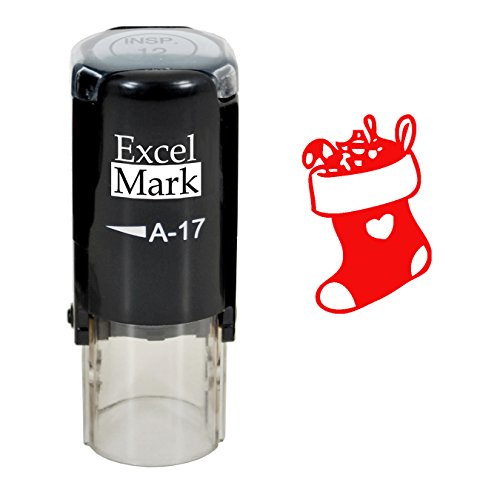 Self-Inking Christmas Rubber Stamp - Stocking - Red Ink #TOP15