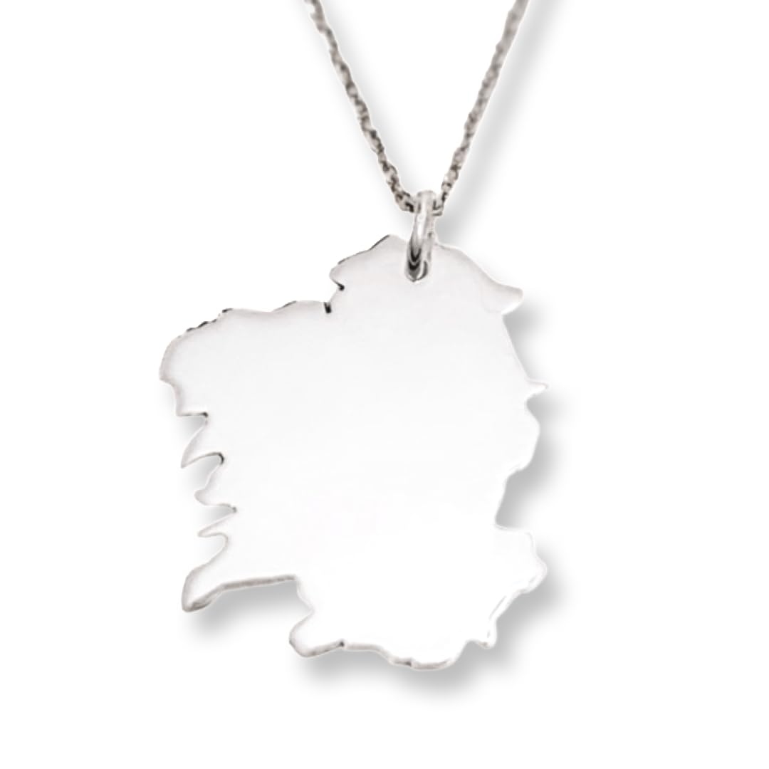 Collar Colgante mapa de Galicia hecho a mano en plata de ley 925, con cadena de plata de 45cm, Collar con colgante de Mapa para Hombres y Mujeres De Galicia Unisex