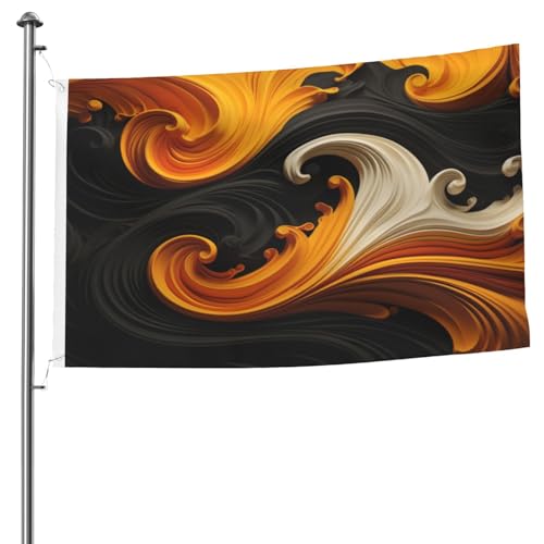 Drapeau double face anti-vent à rayures dorées 1,5x2,4 m toile renforcée