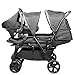 Passeggino gemellare doppio - BAMBISOL - Passeggino doppio combinato + Seggiolino auto I-size - 4 ruote - Nero immagine