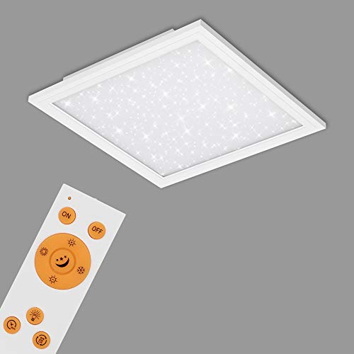 Preisvergleich Produktbild Briloner Leuchten - LED Panel, Deckenlampe inkl. Sternendekor, Deckenleuchte dimmbar, Farbtemperatursteuerung (CCT), inkl. Fernbedienung, 24 Watt, 2.400 Lumen, Weiß, 450x450x60mm (LxBxH), 7302-016