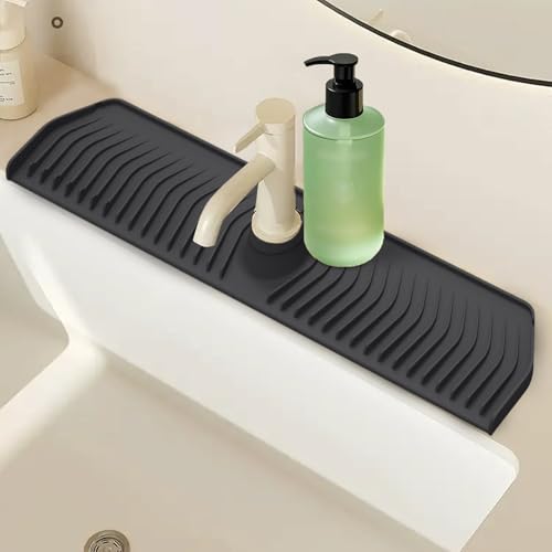 Tapis de robinet de cuisine en silicone noir pliable pour évier