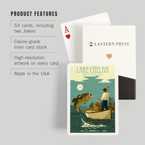 Lantern Press Lake Chelan, Washington, Baraja de Poker 52 Cartas miniatura 3