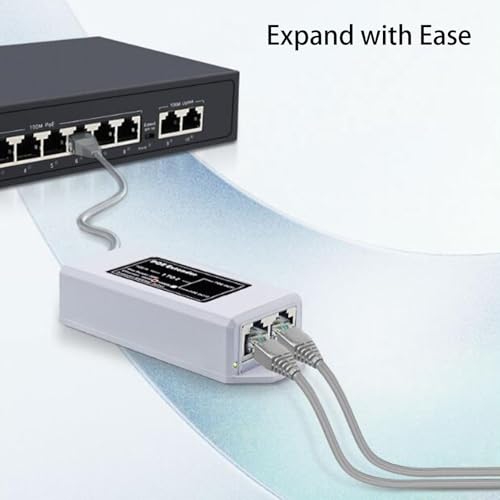 1 in 2 Out Gigabit POE Extender, 2 Port Ethernet Repeater, 1000Mbps Long Distance Transfer, Plug and Play, Wall Mount POE Splitter Adapter for Home, Hotel, Cameras, IP Phone miniatura 3