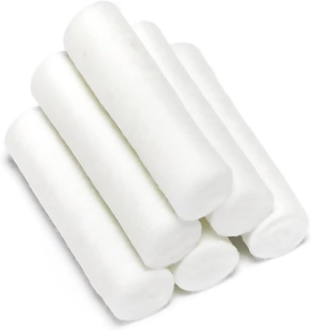 Cotton Nosebleed Plugs & Dental Cotton Rolls, 100 Count, Soft Non-Linting High Absorbency Cotton for Oral Procedures and First Aid