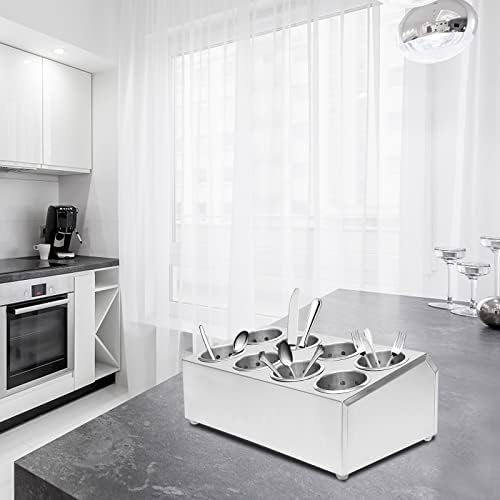 Durable Stainless Steel Flatware Caddy - 8-Hole Cutlery Organizer for Restaurants, Kitchens & Coffee Shops - Stylish Silverware Storage Holder