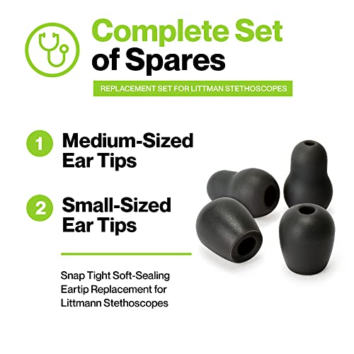 Durabasics Stethoscope Ear Tips Replacement For Littmann Stethoscopes - Compatible With Littman Ear Tips Replacement, Stethoscope Ear Pieces, Littmann Stethoscope Parts & Cardiology Iv Parts - Black #TOP3