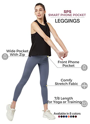 Image of TRUEREVO Sports Leggings for Women-Stretch Dryfit High Waist 7 /8th Gymwear Pants with Back Zipper Pocket-Quick Dry Activewear-Training Tights- for Yoga, Sports, Gym, Workout and Running