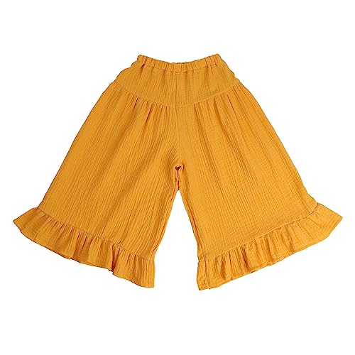 Image of HOOLCHEAN Baby and Little Girls Soft Cotton Gauze Wide Leg Ruffled Pants