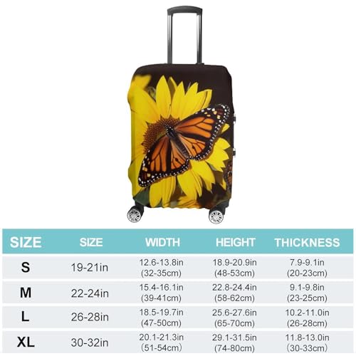 Luggage Covers Anti-Scratch Suitcase Cover Butterflys on The Sunflowers Washable Elastic Suitcase Protector Travel Luggage Protector Covers Carry On Luggages Cover L (26-28 inches)2