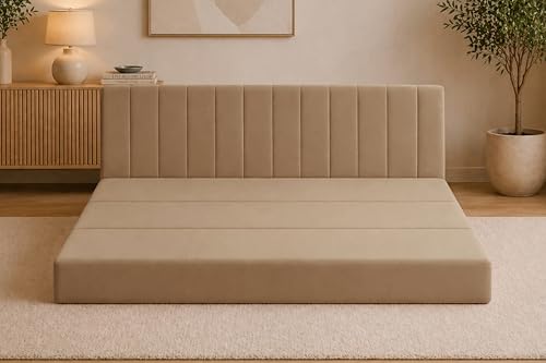 Image of Modern Velvet 3-Seater Sofa Cum Bed, Convertible Sleeper Couch Sofa for Living Room, Bedroom & Office-Golden