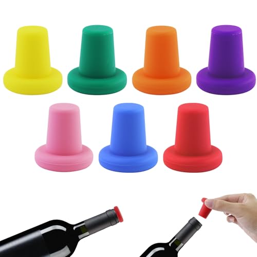 7pcs Tapón De Silicona Reutilizable Para Botellas De Vino De 7 Colores,Tapones Siliconapara Diámetro De 1,8 Cm a 2,2 Cm,diámetro Interior De La Boca De La Botella,tapones Para Botellas De Vino