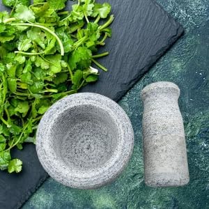 SSS DIRECT Mortar and Pestle Set for Spices, Okhli Masher, Khalbatta, Kharal, Mixer, Natural & Traditional Grinder and Musal, Well Design for Kitchen, Home, Herb (4.3 inch)