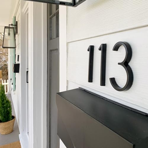 HASWARE Schwebendes Hausnummernschild: 5 Zoll (12cm) modernes Türschild – auffällig für Straßennummern (4, Schwarz)