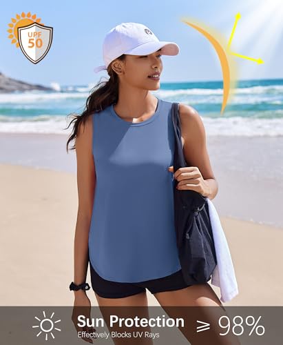 Image of PINSPARK Workout Tank Tops Woman Ice Silk UPF 50+ Athletic Yoga Shirts