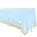 OUGOLD 54" x 108" 4 Pack Blue Disposable Party Tablecloth for Rectangle Table Gold Stamping Dot Confetti Rectangular Plastic Table Cover for Baby Shower Party Birthday Engagement Wedding