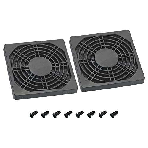 PATIKIL 92mm Cooling Fan Filter with Screw, 2 Pack ABS Ventilator Grill Protector Guard for Fan Protective Cover DIY Black