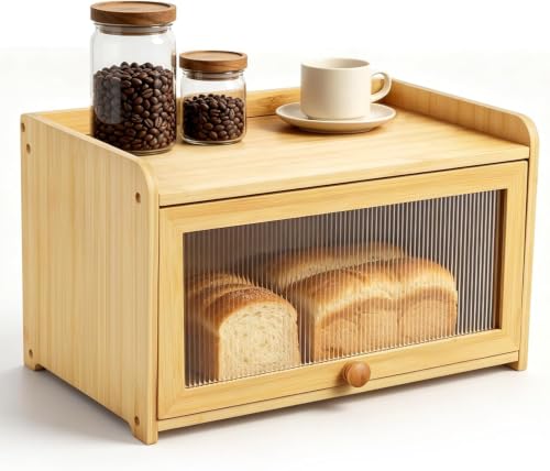 Panera de madera de bambú con ventilación para encimera de cocina 3