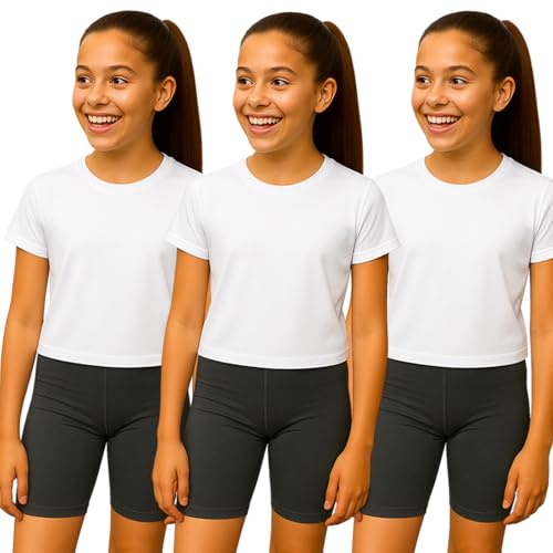 PopCouture Pack of 3 - Girls Premium Activewear Gymnastics Sports Cycling Shorts 4-5 Years Dark Grey