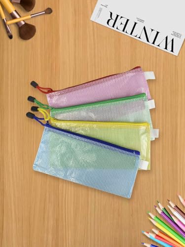 4 unidades de sacos de arquivo com zíper, bolsa de malha de plástico impermeável para família de escritório, bolsas de viagem transparentes à prova d'água, bolsas de armazenamento de jogos de