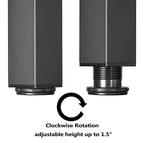 Topsair 16" Metal Furniture Legs With Adjustable Feet 6Cm Square Tube Furniture Legs Iron Desk Legs Coffee Table Legs Bench Legs, Diy Furniture Legs For Side Table, Nightstand, Chair #TOP2