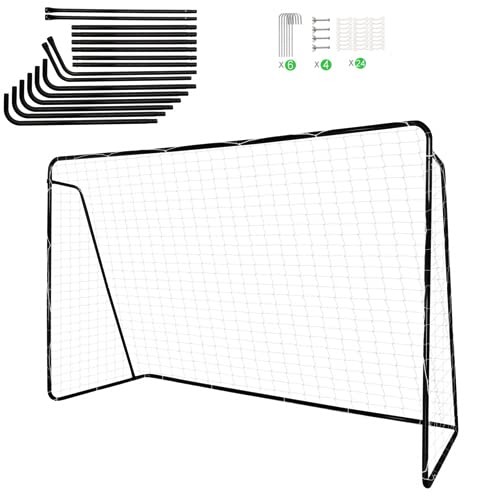LALAHO But de Football Extérieur 300 x 200 x 120 cm Cage de Foot Portable Poteau en Acier Galvanisé Filet en PE Résistant