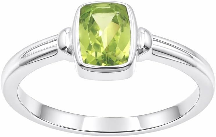 925 Sterling Silver Natural Peridot Ring – Classic Statement Jewelry for Women