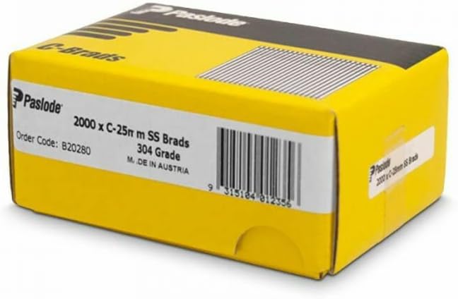 Paslode 16 Gauge C Series Stainless Steel Chisel Brad Nails 2000 Pieces Pack, 25 mm Length