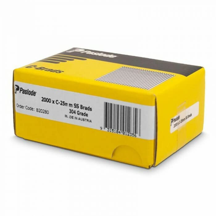 Paslode 16 Gauge C Series Stainless Steel Chisel Brad Nails 2000 Pieces Pack, 25 mm Length