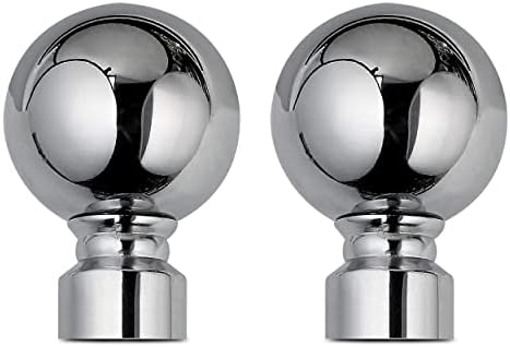 Oxford Homeware Curtain Pole Finials 60 mm 2 Pcs Plain Metal Ball Finial  Black Nickel Decorative Round Drape Ends for Windows & Doors Curtain Rod
