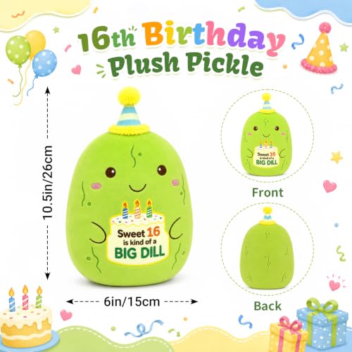 Image of Sweet 16 Pickle Birthday Stuffed Animal,Sweet 16 Gifts for Kids