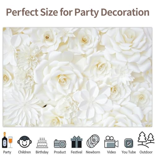 Fondo decorativo floral blanco 10x8 pies para fotografía miniatura 5