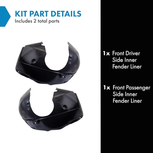 Image of TRQ Front Inner Fender Liner Set Compatible with 2010-2016 Cadillac SRX GM1248225 GM1249225