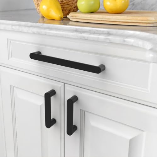 Image of Asidrama 10 Pack 6.25 Inch(160mm) Matte Black Cabinet Pulls Heavy-Duty Solid Kitchen Cabinet Handles Black Drawer Hardware for Bathrooms Cabinets 3644